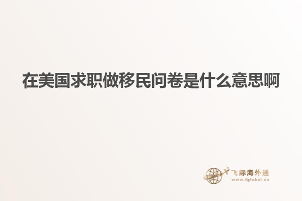 在美国求职做移民问卷是什么意思啊