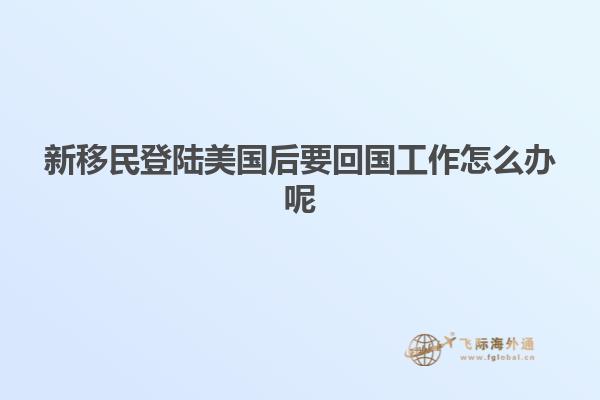 新移民登陆美国后要回国工作怎么办呢