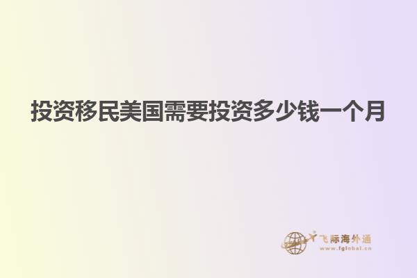 投资移民美国需要投资多少钱一个月