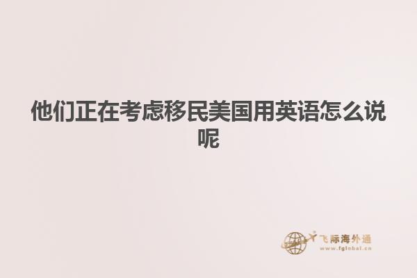 他们正在考虑移民美国用英语怎么说呢