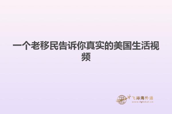 一个老移民告诉你真实的美国生活视频