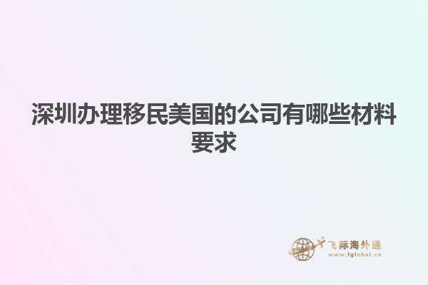 深圳办理移民美国的公司有哪些材料要求