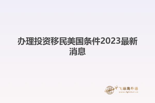 办理投资移民美国条件2023最新消息