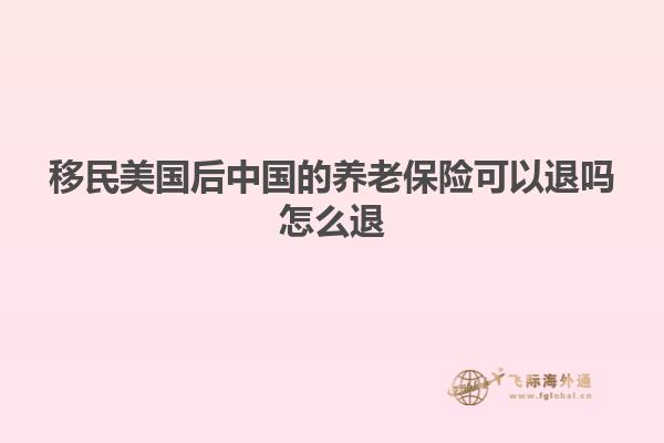 移民美国后中国的养老保险可以退吗怎么退