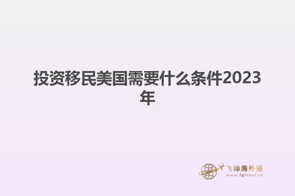 投资移民美国需要什么条件2023年