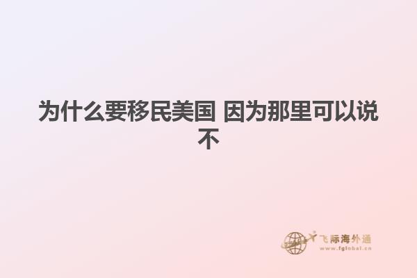 为什么要移民美国 因为那里可以说不