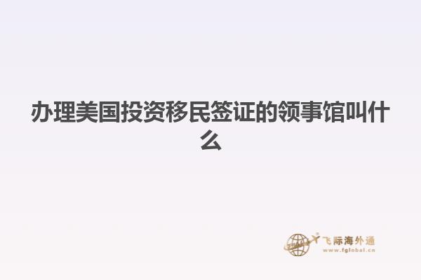 办理美国投资移民签证的领事馆叫什么
