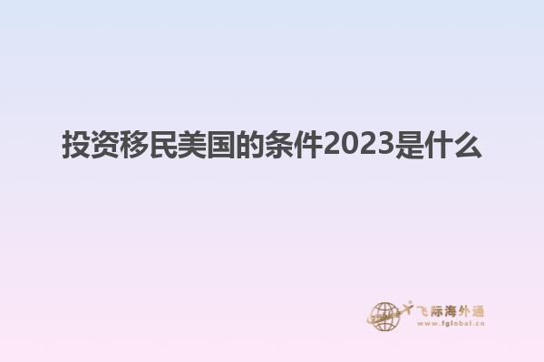 投资移民美国的条件2023是什么