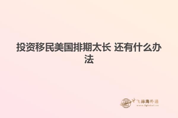 投资移民美国排期太长 还有什么办法