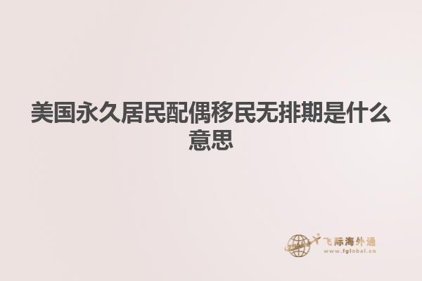 美国永久居民配偶移民无排期是什么意思