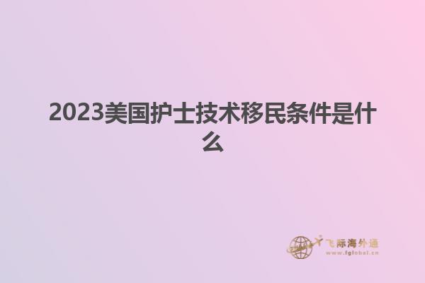 2023美国护士技术移民条件是什么