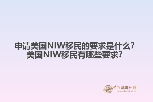 申请美国NIW移民的要求是什么？美国NIW移民有哪些要求？