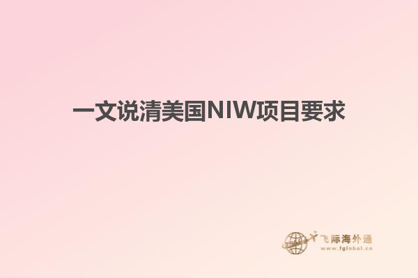 一文说清美国NIW项目要求