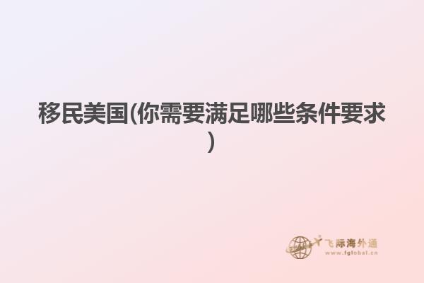 移民美国(你需要满足哪些条件要求)