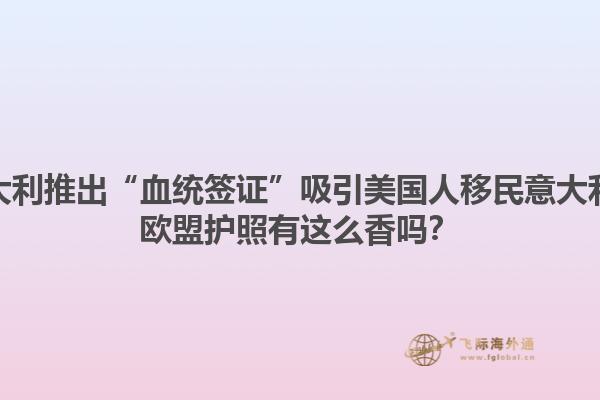 意大利推出“血统签证”吸引美国人移民意大利？欧盟护照有这么香吗？1.jpg