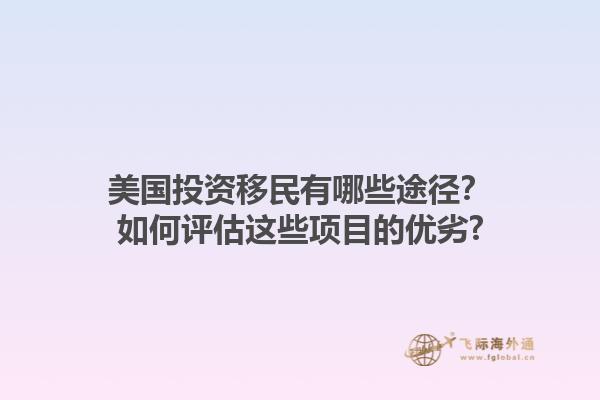 美国投资移民有哪些途径？如何评估这些项目的优劣?1.jpg