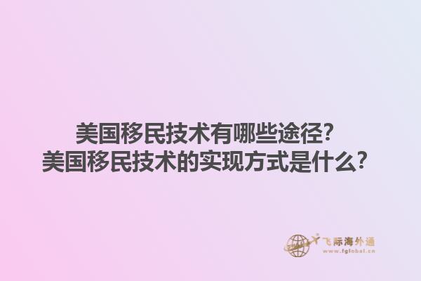 美国移民技术有哪些途径？美国移民技术的实现方式是什么？1.jpg