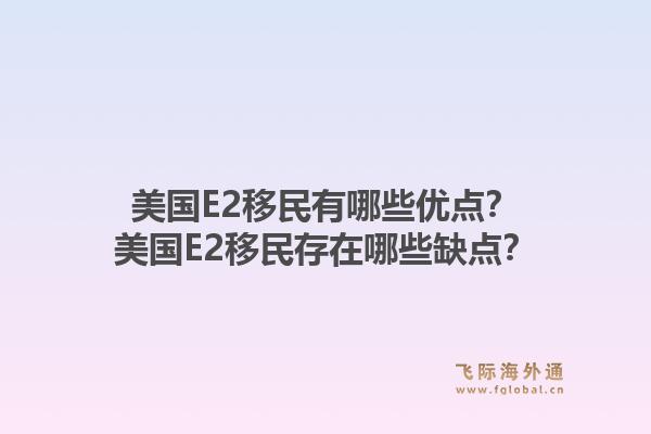 美国E2移民有哪些优点?美国E2移民存在哪些缺点?1.jpg