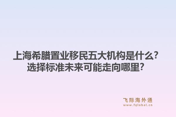 上海希腊置业移民五大机构是什么？选择标准未来可能走向哪里？