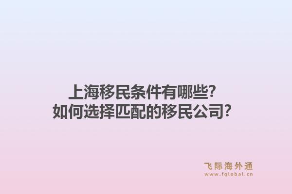 上海移民条件有哪些？如何选择匹配的移民公司？