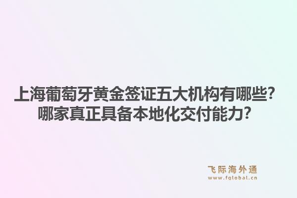 上海葡萄牙黄金签证五大机构有哪些？哪家真正具备本地化交付能力？