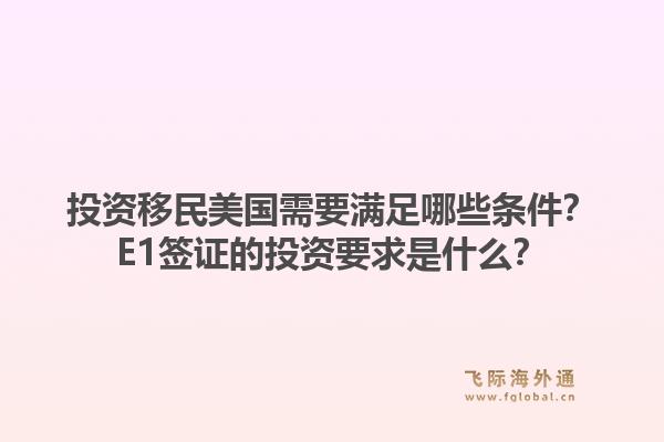 投资移民美国需要满足哪些条件?E1签证的投资要求是什么?1.jpg