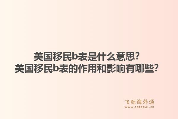 美国移民b表是什么意思？美国移民b表的作用和影响有哪些？