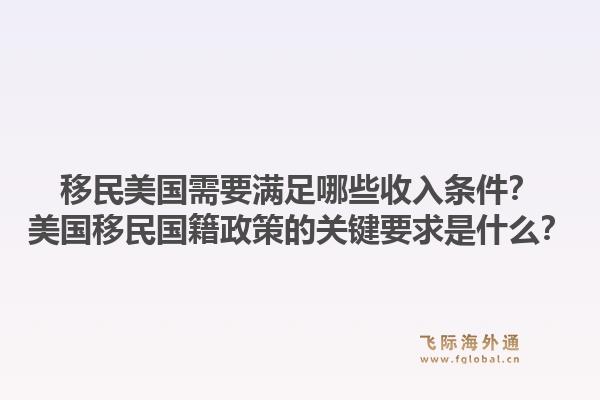 移民美国需要满足哪些收入条件？美国移民国籍政策的关键要求是什么？