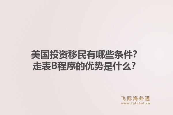 美国投资移民有哪些条件？走表B程序的优势是什么？